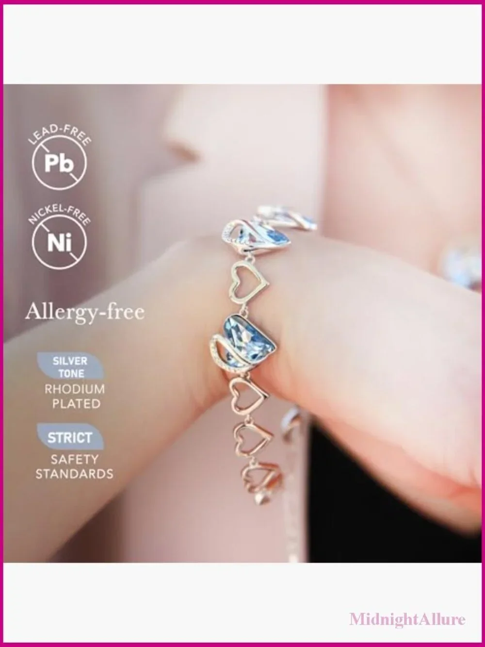Infinity Love Heart Bracelet with Crystal 7-inch Silver Tone